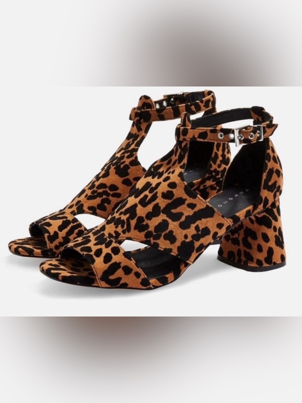 Leopard Print Ankle-Strap Women’s Sandals - Black & Brown